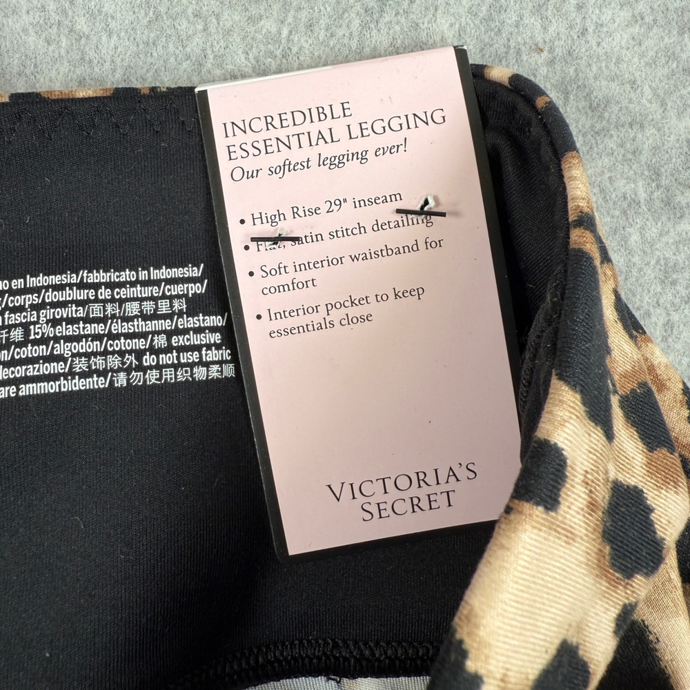 Victoria's Secret Incredible Essential Legging Leopard Print Size 4 Long Pockets - Picture 5 of 11